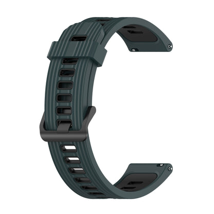 For Samsung Galaxy Watch4/Active2 20mm Two-color Stripe Silicone Watch Band(Olive Green Black) - Watch Bands by buy2fix | Online Shopping UK | buy2fix