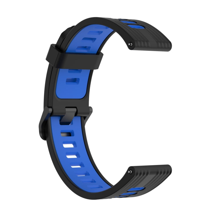 For Samsung Galaxy Watch4/Active2 20mm Two-color Stripe Silicone Watch Band(Black Blue) - Watch Bands by buy2fix | Online Shopping UK | buy2fix