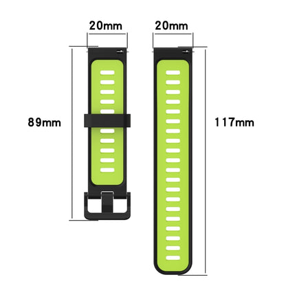 For Samsung Galaxy Watch4/Active2 20mm Two-color Stripe Silicone Watch Band(Black Lime Green) - Watch Bands by buy2fix | Online Shopping UK | buy2fix