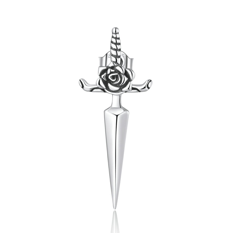 S925 Sterling Silver Rose Dagger Ear Stud Women Earrings - Stud Earrings & Earrings by buy2fix | Online Shopping UK | buy2fix