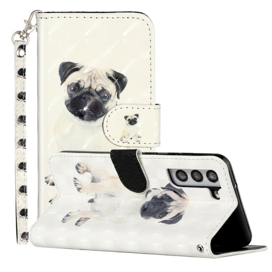 For Samsung Galaxy S22 5G 3D Pattern Horizontal Flip PU Leather Phone Case(Pug) - Galaxy S22 5G Cases by buy2fix | Online Shopping UK | buy2fix