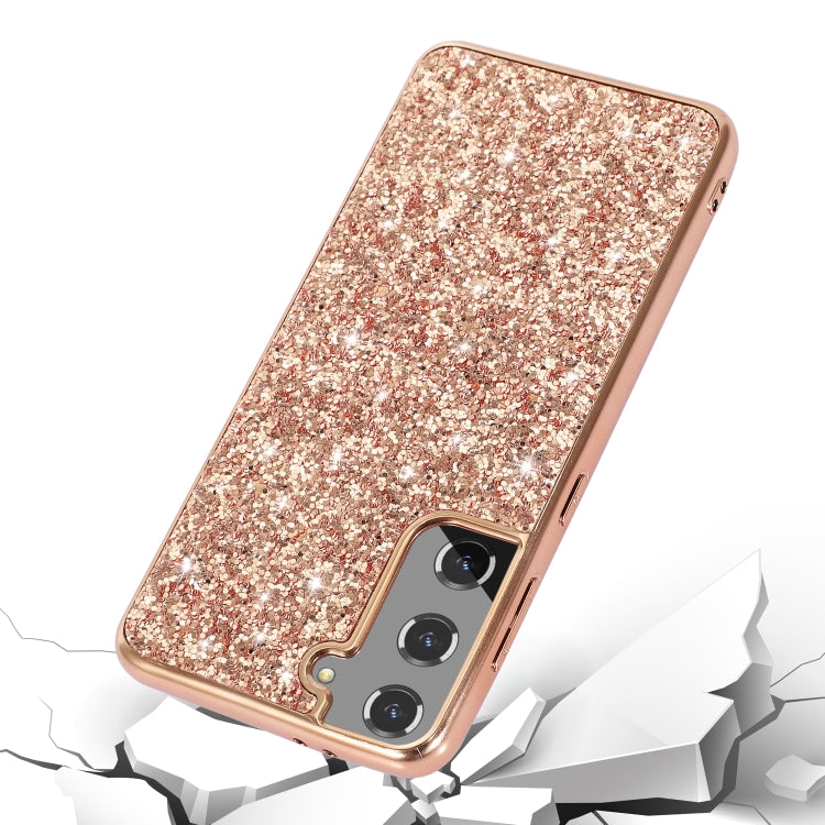 For Samsung Galaxy S22+ 5G Glitter Powder Shockproof TPU Protective Phone Case(Rose Gold) - Samsung Accessories by buy2fix | Online Shopping UK | buy2fix