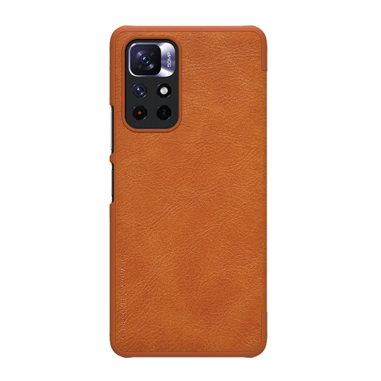 For Xiaomi Redmi Note 11 5G / 11T 5G / Poco M4 Pro 5G / 11S 5G NILLKIN QIN Series Crazy Horse Texture Leather Phone Case(Brown) - Xiaomi Cases by NILLKIN | Online Shopping UK | buy2fix