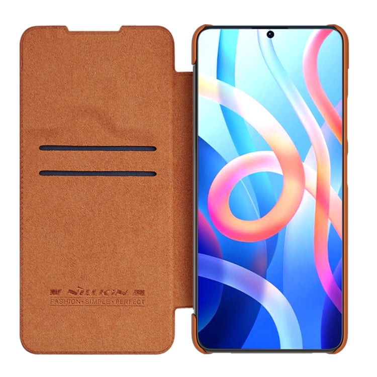 For Xiaomi Redmi Note 11 5G / 11T 5G / Poco M4 Pro 5G / 11S 5G NILLKIN QIN Series Crazy Horse Texture Leather Phone Case(Brown) - Xiaomi Cases by NILLKIN | Online Shopping UK | buy2fix