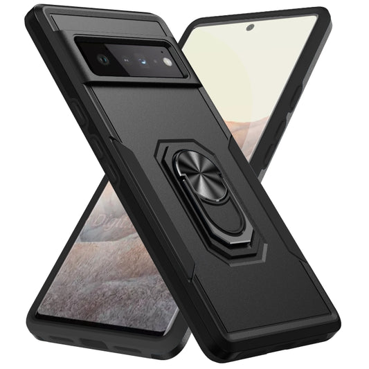 For Google Pixel 6 Pro Pioneer Armor Heavy Duty PC + TPU Holder Phone Case(Black) - Mobile Accessories by buy2fix | Online Shopping UK | buy2fix
