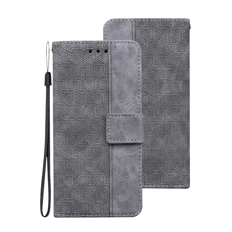 For Samsung Galaxy S22+ 5G Geometric Embossed Leather Phone Case(Grey) - Samsung Accessories by buy2fix | Online Shopping UK | buy2fix