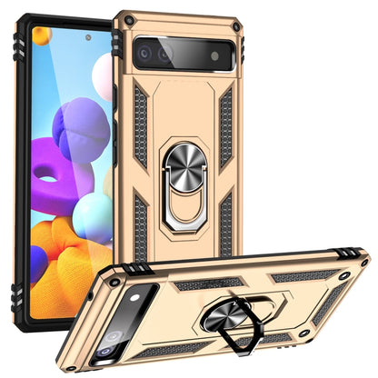 For Google Pixel 6A Shockproof TPU + PC Protective Case with 360 Degree Rotating Holder(Gold) - Google Cases by buy2fix | Online Shopping UK | buy2fix