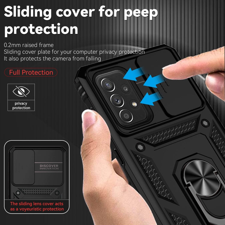 For Samsung Galaxy A73 5G Sliding Camshield Holder Phone Case(Black) - Samsung Accessories by buy2fix | Online Shopping UK | buy2fix