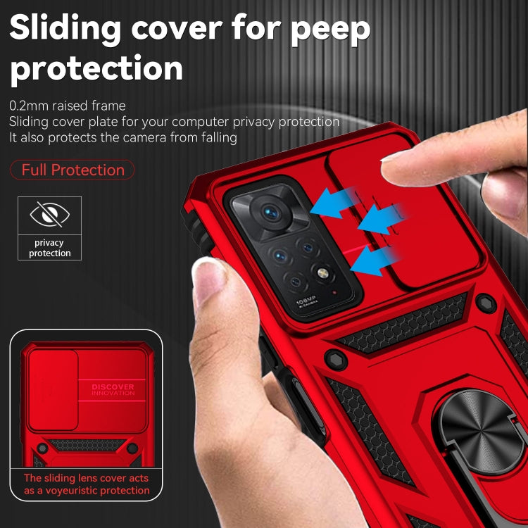 For Xiaomi Redmi Note 11 Pro Global Sliding Camshield Holder Phone Case(Red) - Xiaomi Accessories by buy2fix | Online Shopping UK | buy2fix
