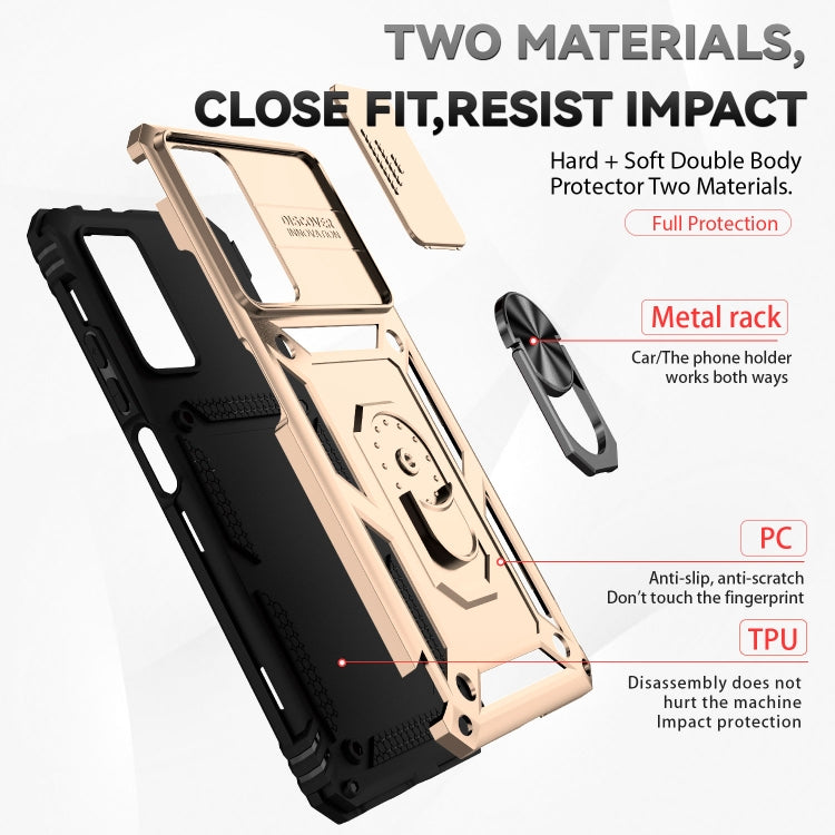 For Xiaomi Redmi Note 11 Pro Global Sliding Camshield Holder Phone Case(Gold) - Redmi Note 11 Pro Case by buy2fix | Online Shopping UK | buy2fix