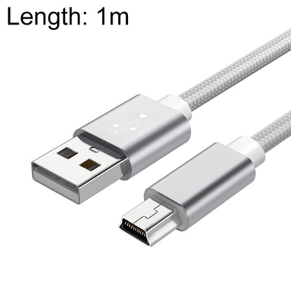 5 PCS Mini USB to USB A Woven Data / Charge Cable for MP3, Camera, Car DVR, Length:1m(Silver) - Camera Accessories by buy2fix | Online Shopping UK | buy2fix