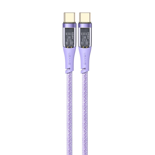 USAMS US-SJ574 Type-C / USB-C to Type-C / USB-C PD 100W Aluminum Alloy Transparent Charging Cata Cable, Length: 1.2m(Purple) -  by USAMS | Online Shopping UK | buy2fix