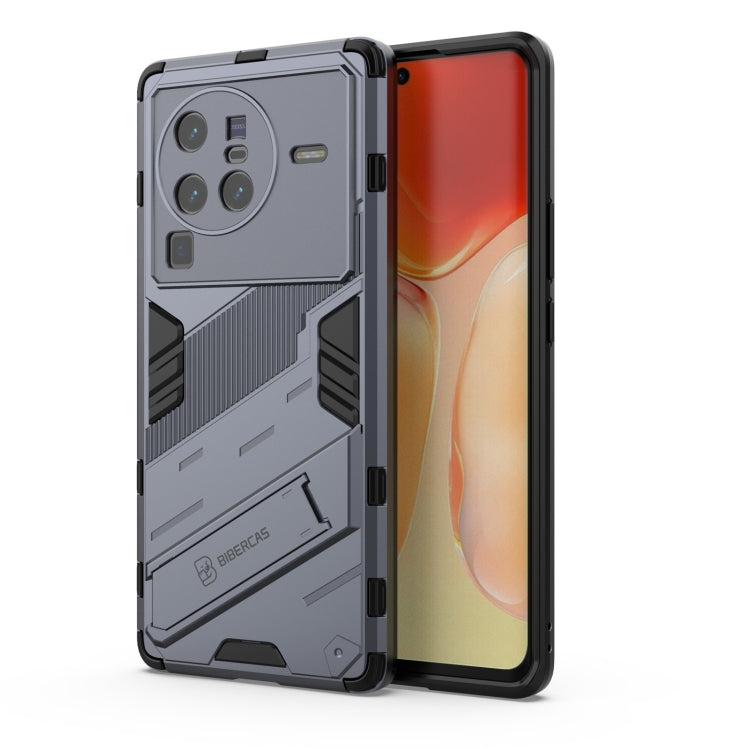 For vivo X80 Pro Punk Armor PC + TPU Phone Case with Holder(Grey) - OPPO & vivo Accessories by buy2fix | Online Shopping UK | buy2fix