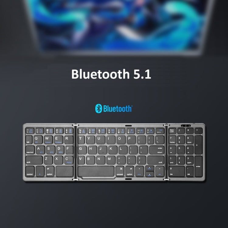 B089 Bluetooth Foldable Keyboard with Numeric (Black) - Wireless Keyboard by buy2fix | Online Shopping UK | buy2fix