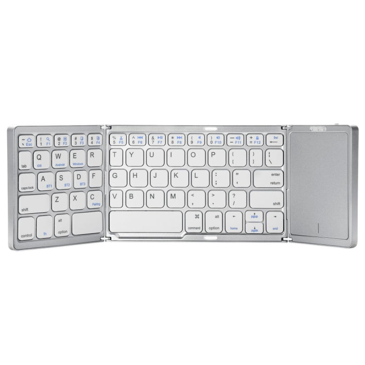 B089T Foldable Bluetooth Keyboard Rechargeable with Touchpad(Silver) - Wireless Keyboard by buy2fix | Online Shopping UK | buy2fix