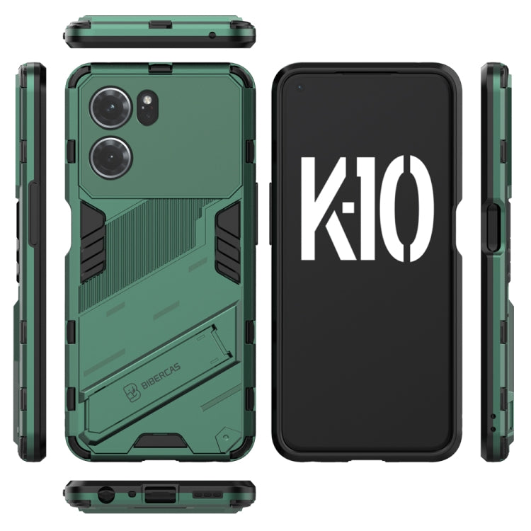 For OPPO K10 5G China Punk Armor 2 in 1 PC + TPU Shockproof Phone Case with Invisible Holder(Green) - OPPO Cases by buy2fix | Online Shopping UK | buy2fix