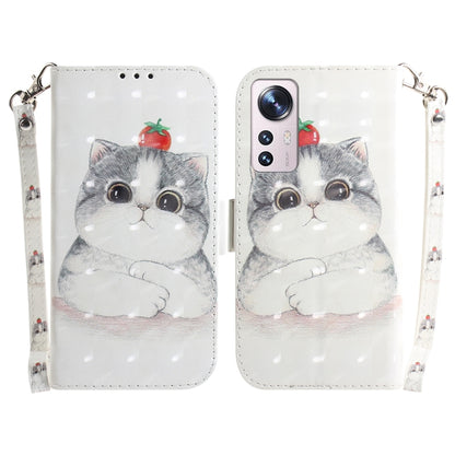 For Xiaomi 12 / 12X 3D Colored Horizontal Flip Leather Phone Case(Cute Cat) - 12 Cases by buy2fix | Online Shopping UK | buy2fix