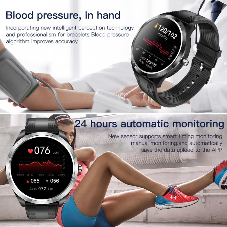 X3 1.3 inch TFT Color Screen Chest Sticker Smart Watch, Support ECG/Heart Rate Monitoring, Style:Black Leather Watch Band(Silver) - Smart Wear by buy2fix | Online Shopping UK | buy2fix