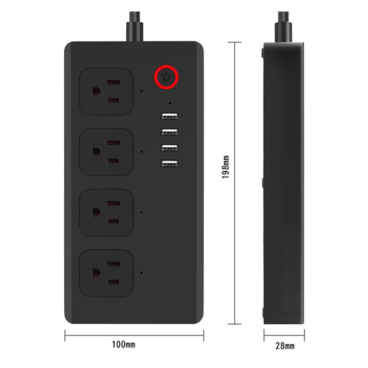 WiFi 10A SM-SO301-U 2500W 4 Holes + 4 USB Smart Power Strip, US Plug(Black) - Smart Socket by buy2fix | Online Shopping UK | buy2fix