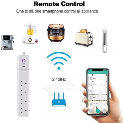 ZigBee 16A SM-SO306-K 4 Holes + 2 USB Multi-purpose Smart Power Strip, UK Plug - Consumer Electronics by buy2fix | Online Shopping UK | buy2fix