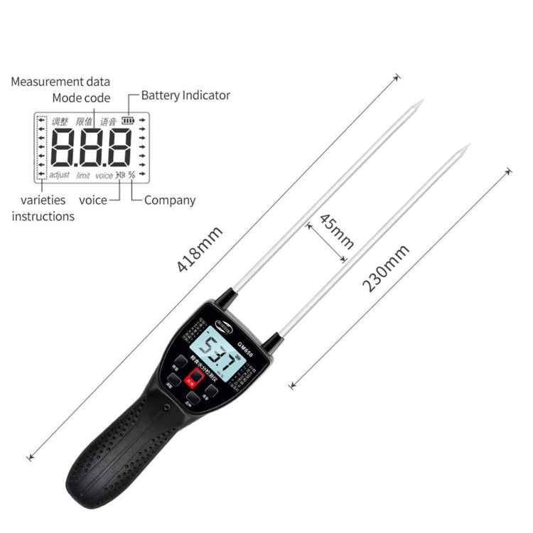 BENETECH GM650A Grain Moisture Meter, Battery Not Included -  by buy2fix | Online Shopping UK | buy2fix