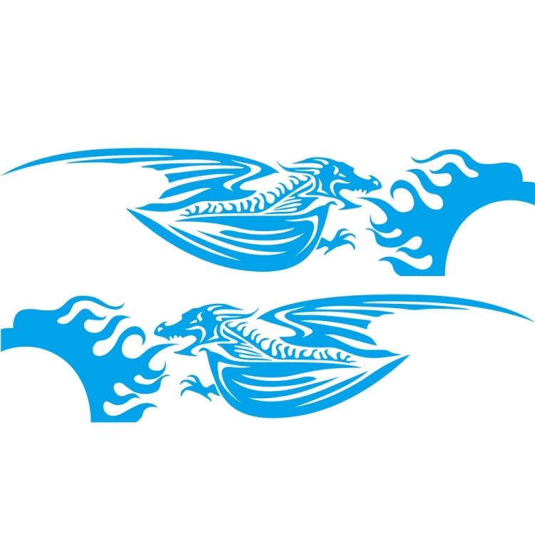 2 PCS/Set D-489 Fire-breathing Dragon Pattern Car Modified Decorative Sticker(Blue) - In Car by buy2fix | Online Shopping UK | buy2fix