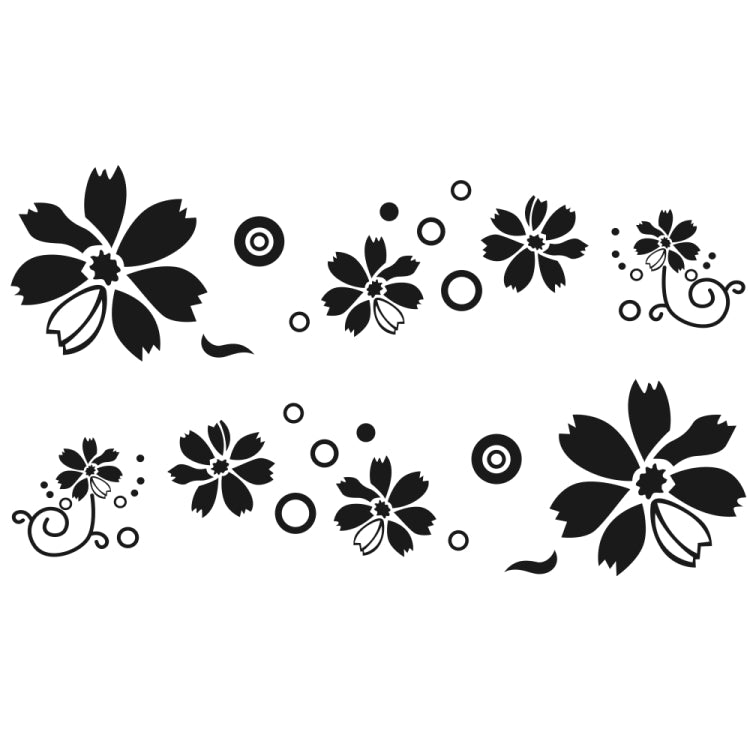 2 PCS/Set D-510 Flowers Pattern Car Modified Decorative Sticker(Black) - In Car by buy2fix | Online Shopping UK | buy2fix