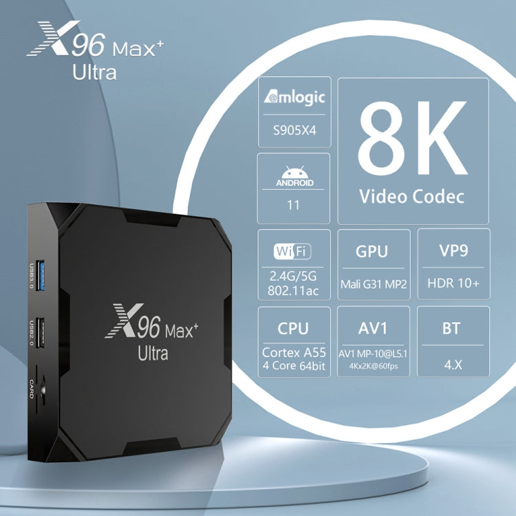 X96 Max+ Ultra 4GB+64GB Amlogic S905X4 8K Smart TV BOX Android 11.0 Media Player, Plug Type:EU Plug - Consumer Electronics by buy2fix | Online Shopping UK | buy2fix