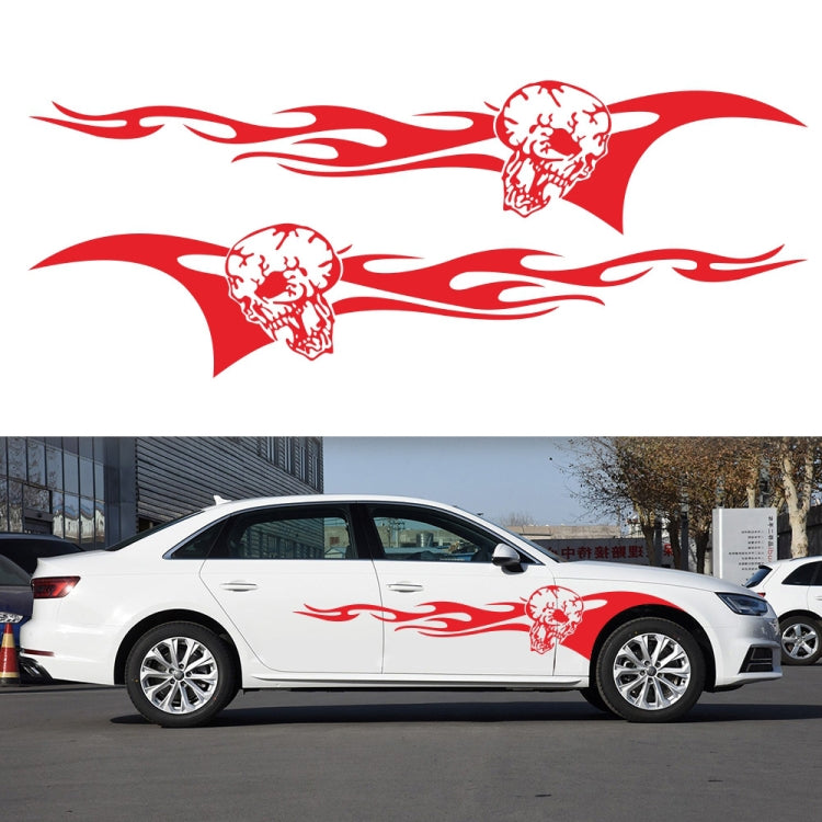 2 PCS/Set D-964 Skull Flame Pattern Car Modified Decorative Sticker(Red) - In Car by buy2fix | Online Shopping UK | buy2fix