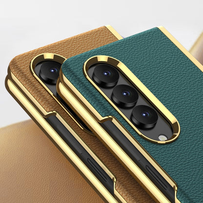 For Samsung Galaxy Z Fold4 GKK Electroplating Leather Surface Phone Case(Gold Green) - Galaxy Z Fold4 5G Cases by GKK | Online Shopping UK | buy2fix