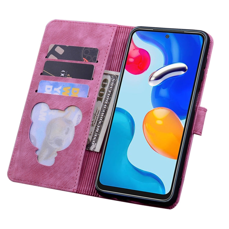 For Xiaomi Redmi Note 11 / Note 11S Global Cartoon Sakura Cat Embossed Leather Phone Case(Rose Red) - Xiaomi Cases by buy2fix | Online Shopping UK | buy2fix