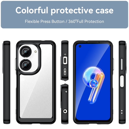 For Asus ZenFone 9 Colorful Series Acrylic + TPU Phone Case(Black) - Mobile Accessories by buy2fix | Online Shopping UK | buy2fix