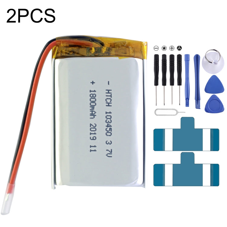 2pcs 103450 1800mAh Li-Polymer Battery Replacement - Others by buy2fix | Online Shopping UK | buy2fix