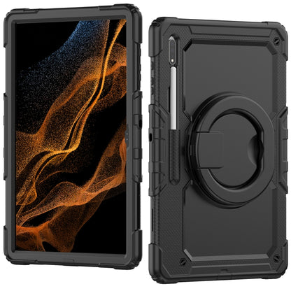 For Samsung Galaxy Tab S8 Ultra Bracelet Holder Silicone + PC Tablet Case(Black) - Galaxy Tab S8 Ultra Cases by buy2fix | Online Shopping UK | buy2fix