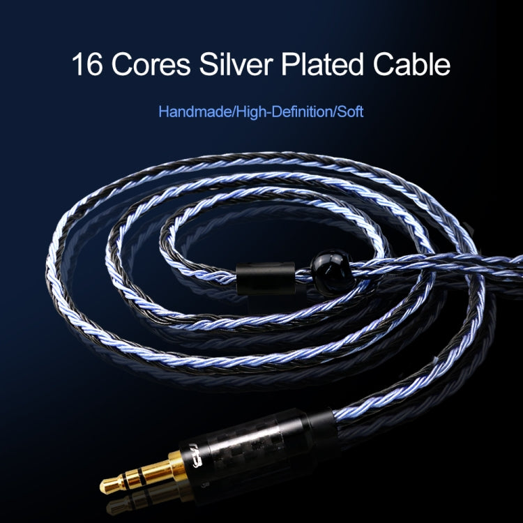 CVJ V3 1.2m 16 Cores Silver-plated 3.5mm Earphone Cable, Style:MMCX(Black-Blue) - Cable & Splitter by CVJ | Online Shopping UK | buy2fix