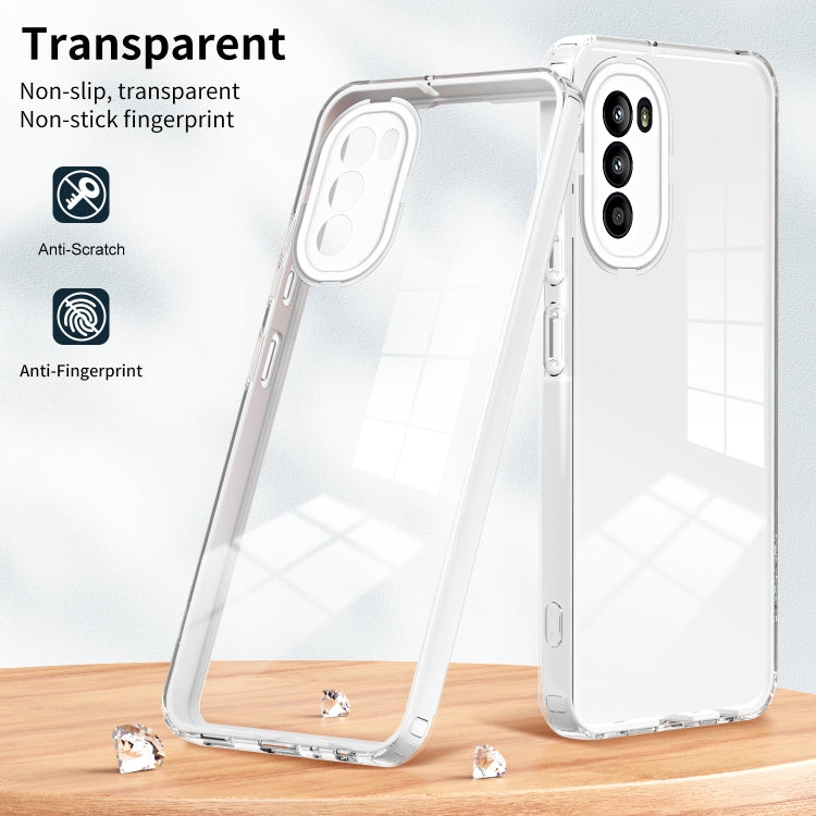 For Motorola Moto G52 3 in 1 Clear TPU Color PC Frame Phone Case(White) - Mobile Accessories by buy2fix | Online Shopping UK | buy2fix