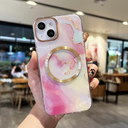 For iPhone 13 Gilt Marble Magsafe Phone Case(Pink) - iPhone 13 Cases by buy2fix | Online Shopping UK | buy2fix