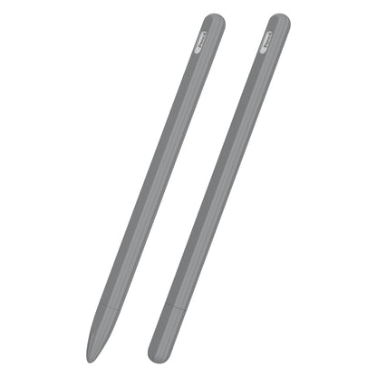 3 in 1 Striped Liquid Silicone Stylus Case with Two Tip Caps For Apple Pencil 1(Grey) - Pencil Accessories by buy2fix | Online Shopping UK | buy2fix