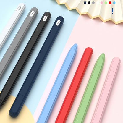 3 in 1 Striped Liquid Silicone Stylus Case with Two Tip Caps For Apple Pencil 1(Grey) - Pencil Accessories by buy2fix | Online Shopping UK | buy2fix