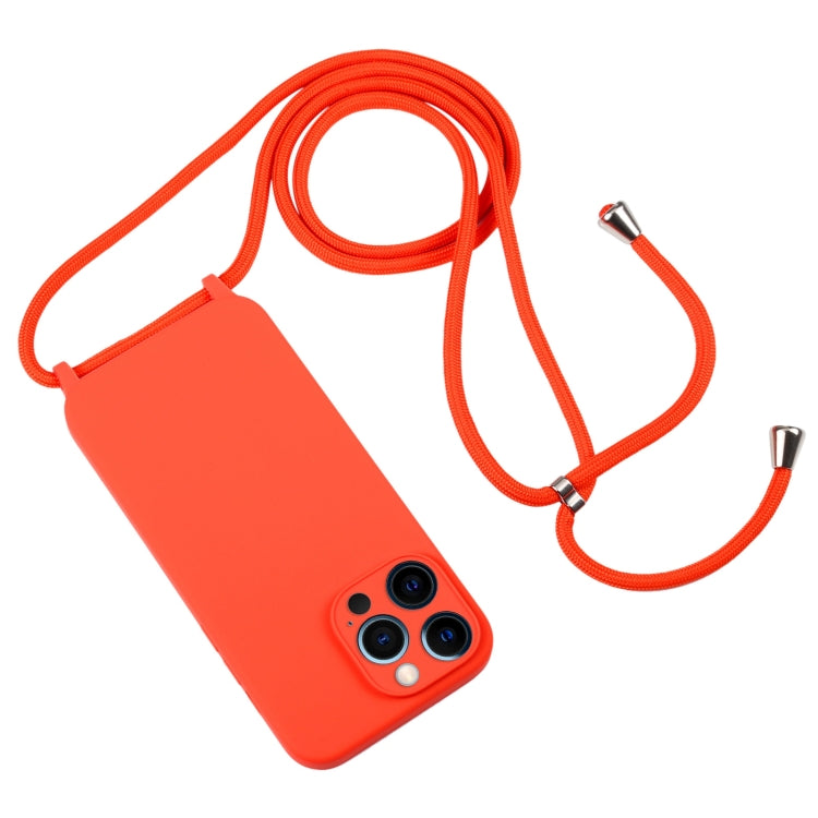 For iPhone 12 Pro Max Crossbody Lanyard Liquid Silicone Case(Orange) - iPhone 12 Pro Max Cases by buy2fix | Online Shopping UK | buy2fix