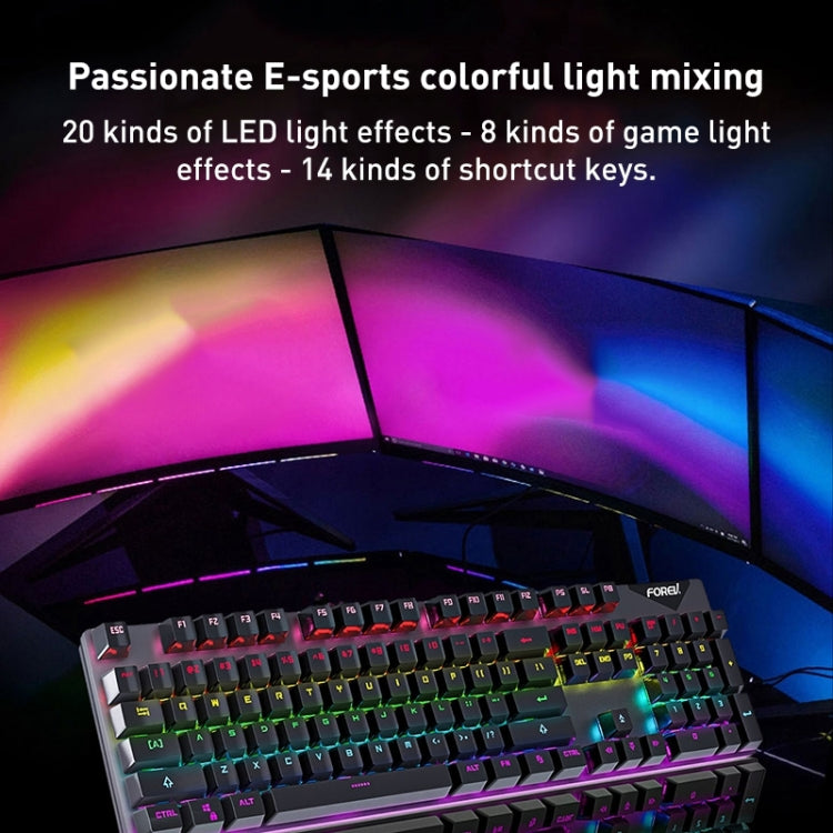 FOREV FVQ302 Mixed Color Wired Mechanical Gaming Illuminated Keyboard(White Pink) - Wired Keyboard by buy2fix | Online Shopping UK | buy2fix