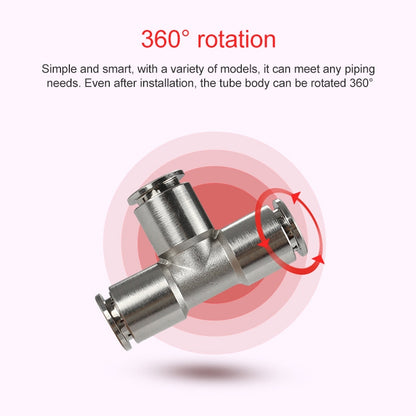 PE-16 LAIZE Nickel Plated Copper Tee Pneumatic Quick Fitting Connector -  by LAIZE | Online Shopping UK | buy2fix