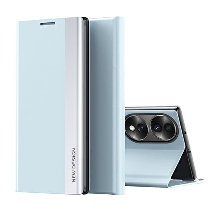 For Honor 70 Side Electroplated Magnetic Leather Phone Case(Light Blue) - Honor Cases by buy2fix | Online Shopping UK | buy2fix