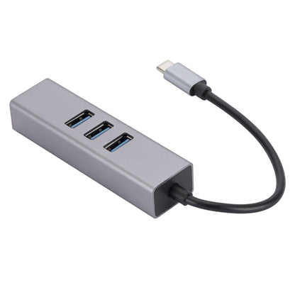 SL-030 USB-C / Type-C to Gigabit Ethernet RJ45 & 3 x USB 3.0 Adapter Converter HUB(Grey) - Computer & Networking by buy2fix | Online Shopping UK | buy2fix