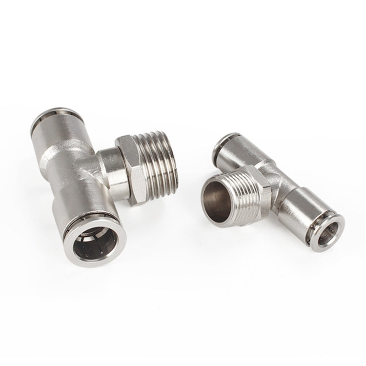 PB4-02 LAIZE Nickel Plated Copper Male Tee Branch Pneumatic Quick Connector - Interface Series by LAIZE | Online Shopping UK | buy2fix