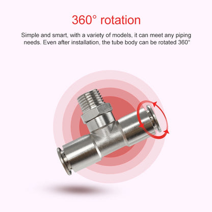 PB4-02 LAIZE Nickel Plated Copper Male Tee Branch Pneumatic Quick Connector - Interface Series by LAIZE | Online Shopping UK | buy2fix