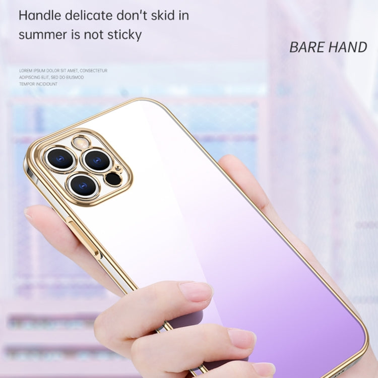 For iPhone 14 SULADA Iridescence Series Plating Transparent Gradient Phone Case(Gold) - iPhone 14 Cases by SULADA | Online Shopping UK | buy2fix