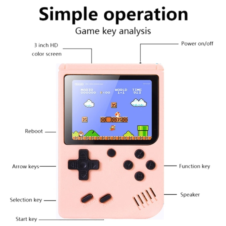 MK800 Doubles 3.0 inch Macaron Mini Handheld Game Console Built-in 800 Games(Pink) - Pocket Console by buy2fix | Online Shopping UK | buy2fix