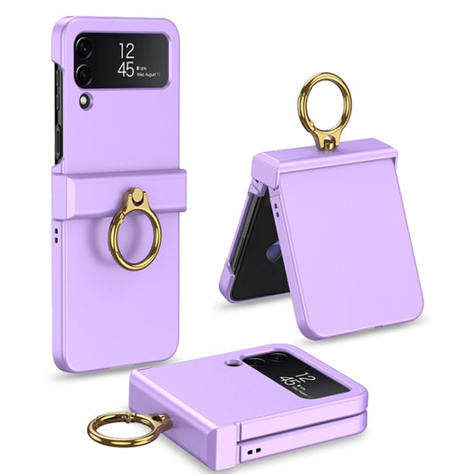 For Samsung Galaxy Z Flip4 GKK Ultrathin Hinge Full Coverage Phone Case with Ring Holder(Purple) - Galaxy Z Flip4 5G Cases by GKK | Online Shopping UK | buy2fix