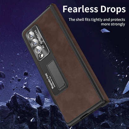 For Samsung Galaxy Z Fold4 Napa Texture All-inclusive Phone Case(Coffee) - Galaxy Z Fold4 5G Cases by buy2fix | Online Shopping UK | buy2fix